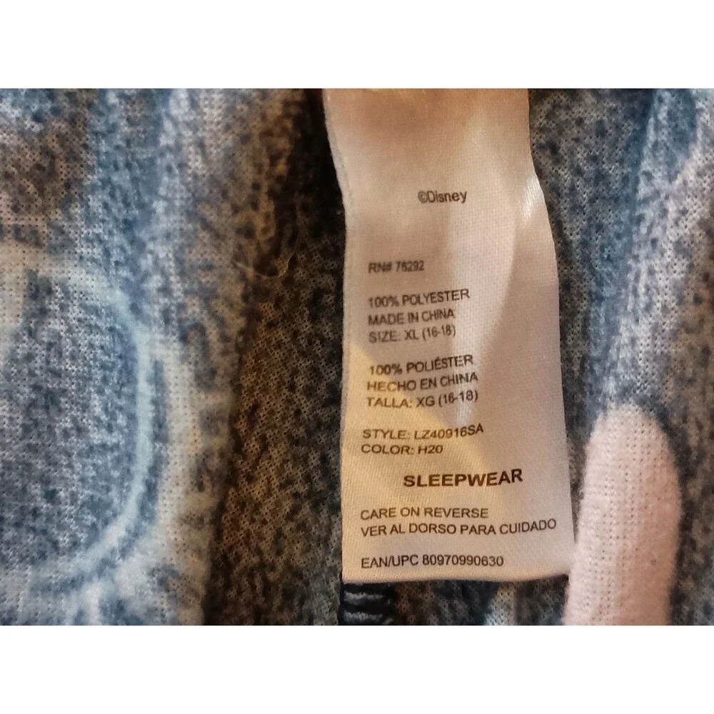 Disney Womens Size XL Pajamas Pants Blue Lilo Stitch Elastic Waist - Picture 3 of 4